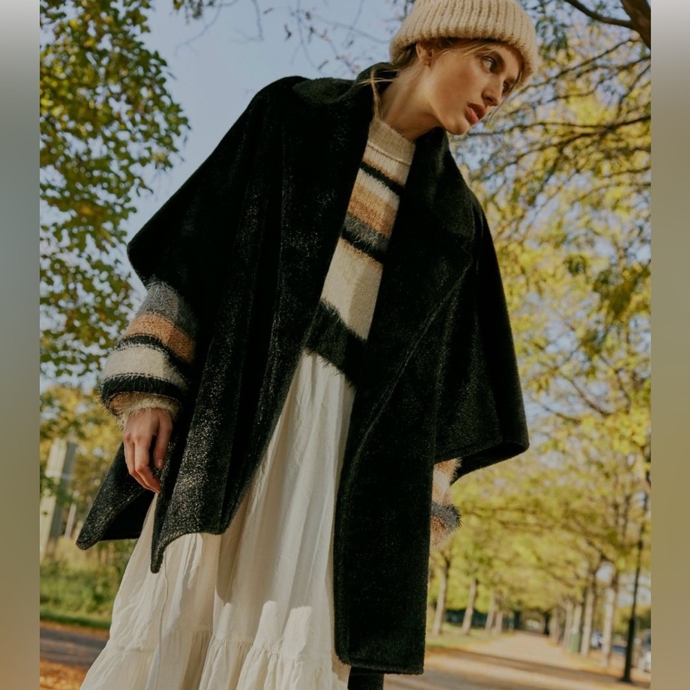 NWT Free People Starlett Faux Fur Poncho